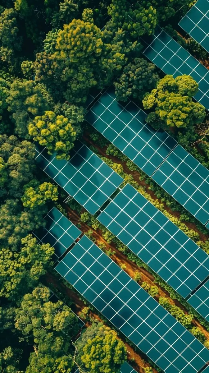 Impianto fotovoltaico industriale visto dall’alto